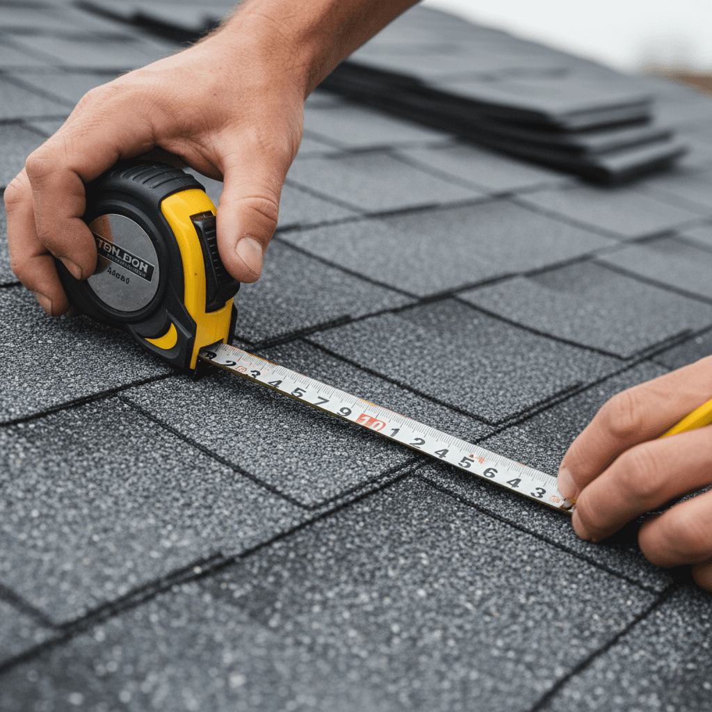 Close-up of a contractor's hands measuring a new pool liner edge