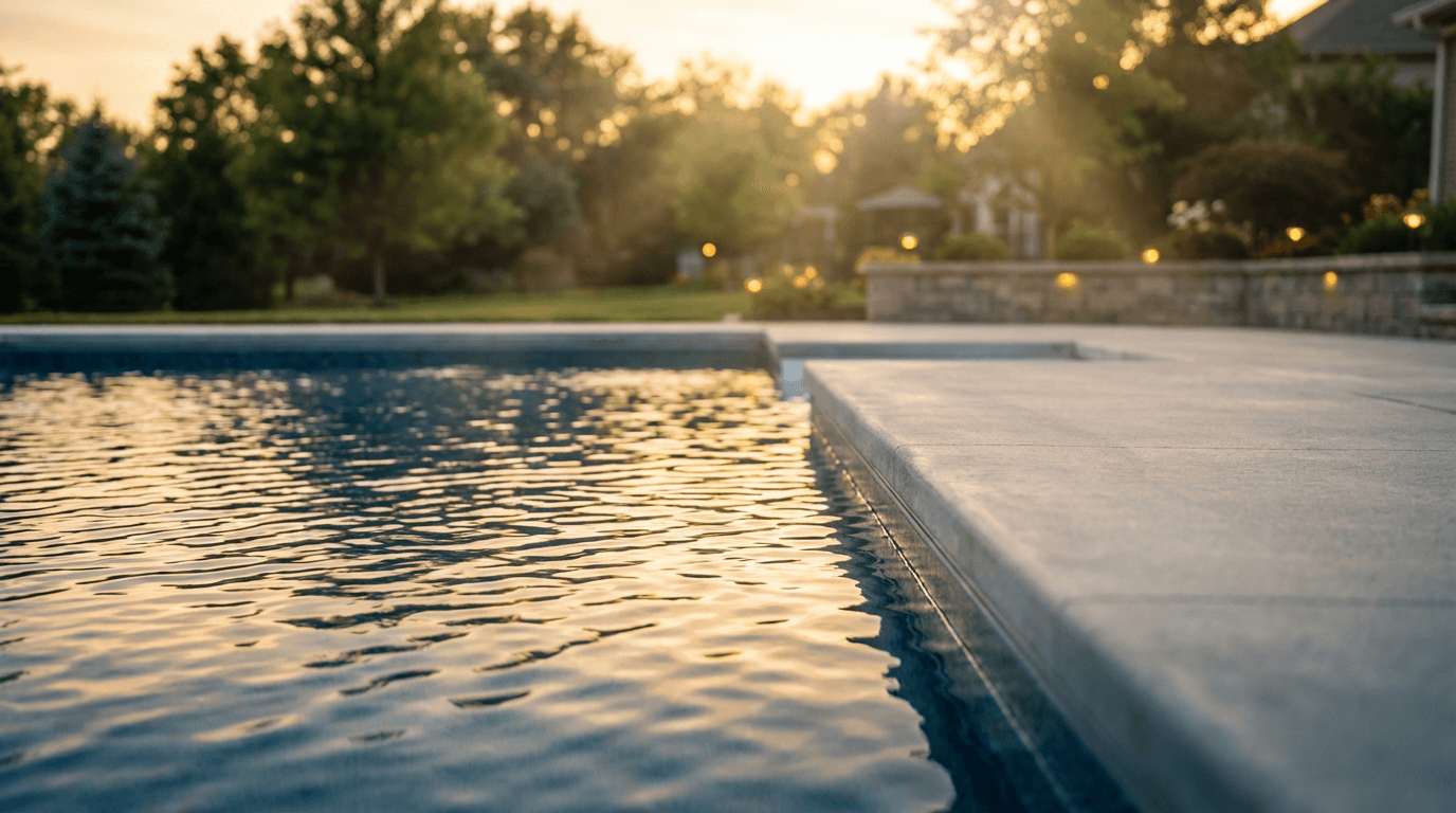 Renovated pool with new liner and coping